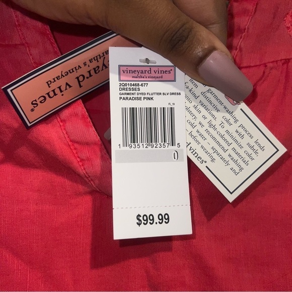 NWT Vineyard Vines Paradise Pink Linen Blend Flutter Sleeve Dress - Picture 2 of 8